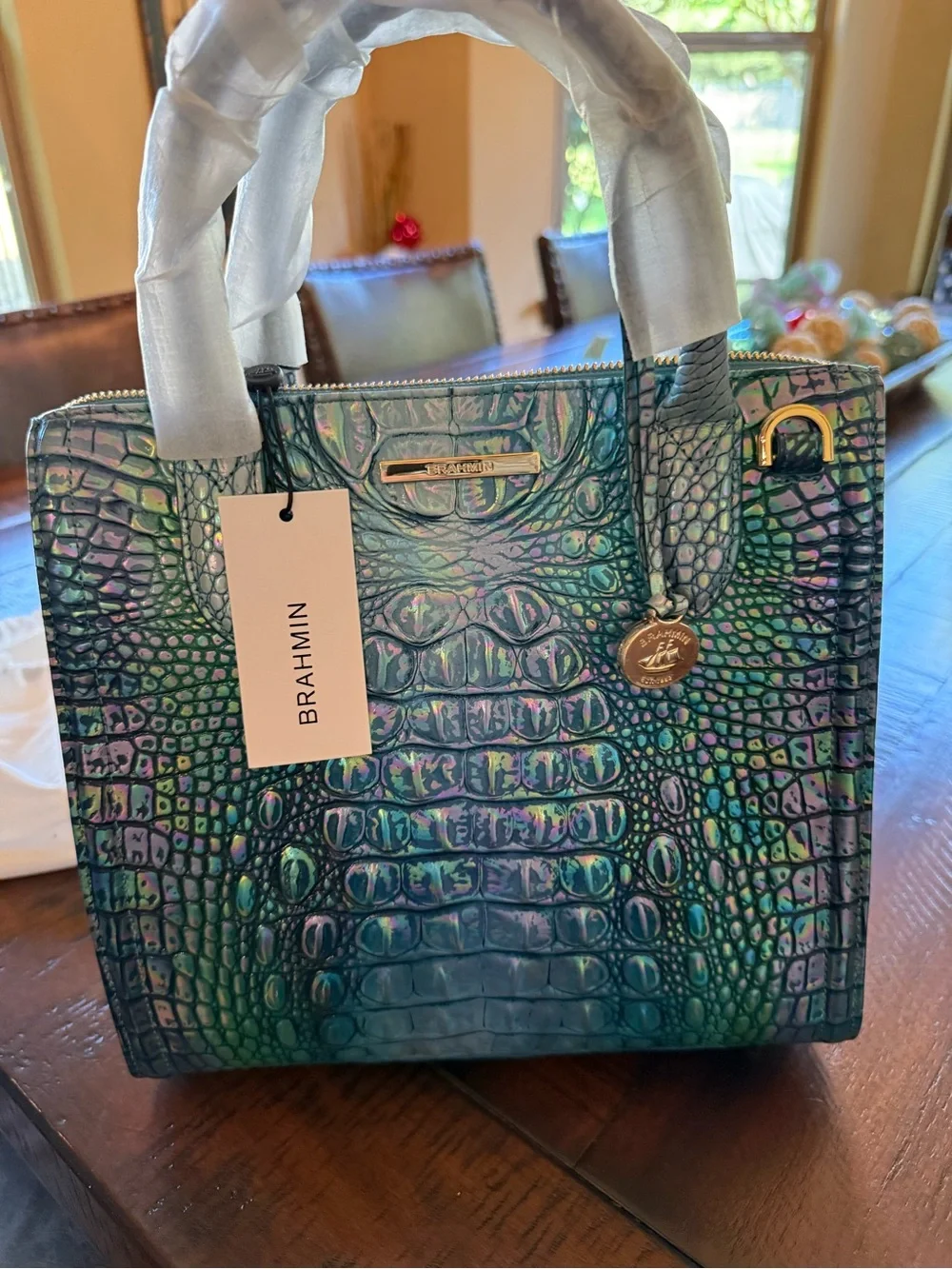 Brahmin iridescent croc